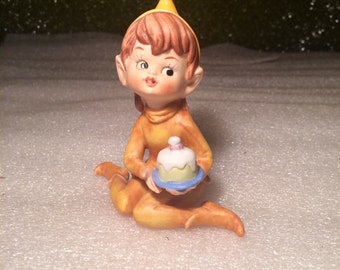 Vintage Celebrating Pixie Elf Figurine