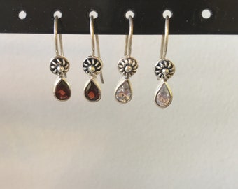 garnet and cz teardrop set