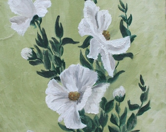Vintage Floral Oil Painting on Canvas
