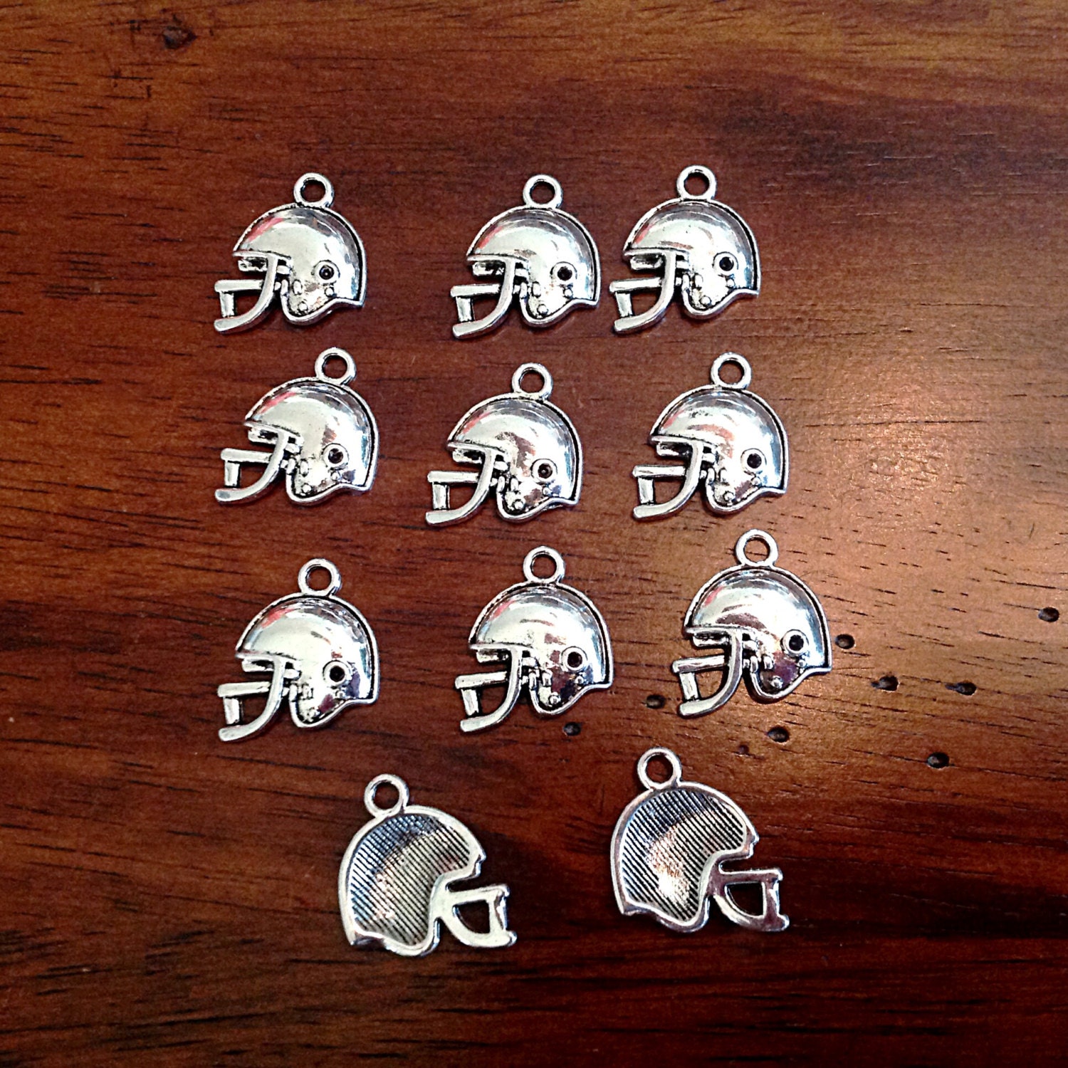 Bulk 50 Football Helmet Charms Antique Silver Charms One