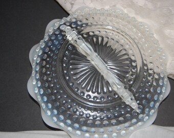 Opalescent Moonstone Hobnail Anchor Hocking Divided Serving Dish