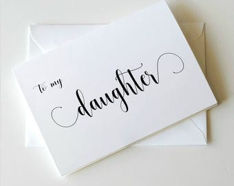 To My Daughter on her Wedding Day Card, Wedding Card for Daughter, Daughter Card, Choose your own ink colors, Simplicity Collection _ HON20
