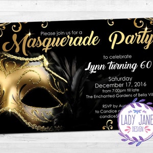 Masquerade invites | Etsy