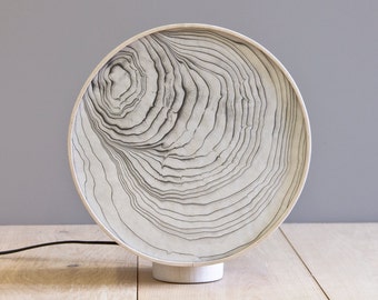 Sumi Lamp - Bleached maple with handprinted suminagashi paper