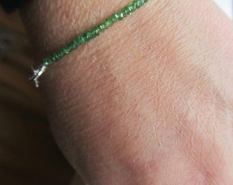 Emerald Bracelet, Green Emerald, Sterling Silver Bracelet, REAL Emeralds, Beach, Boho, May Birthstone, May Birthday, May wedding
