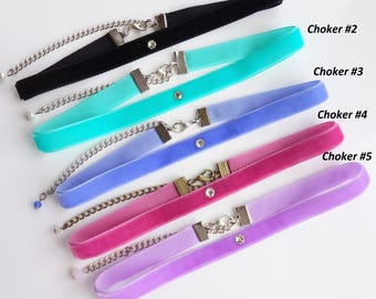 Swarovski Crystal Velvet Choker Thin Velvet Choker Black Velvet Choker Swarovski Crystal Choker Dainty Velvet Choker Basic choker Turquoise