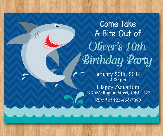 Shark Birthday Party Invitation Wording 2