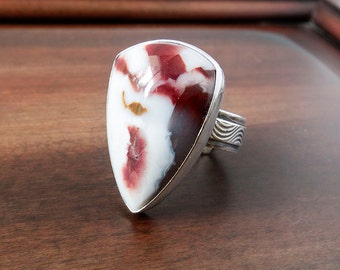 CHOOSE YOUR SIZE: Candy Agate Ring, Agate Gemstone Ring, Sterling Silver Stone Ring, Artisan Wide Band Ring, Everyday Ring, Custom Size