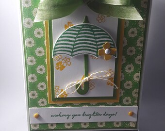 Handmade Green Umbrella Card