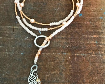 Handmade beaded lariat necklace