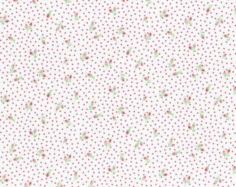 Flower Sugar 2015 Fall Collection Cotton Fabric Lecien 31271-30 Red Rose Buds and Pin Dots