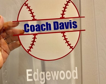 Baseball Softball Coach gift personalized Clipboard with Name, Any sport, custom clear or storage clipboard case, Baseball player team gift