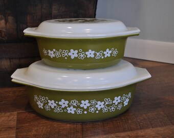Pyrex Spring Blossom Oval Casserole Set with Lids - 043 045 943 945 - Crazy Daisy