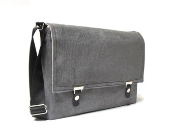 13" / 15" MacBook Pro messenger bag - gray herringbone