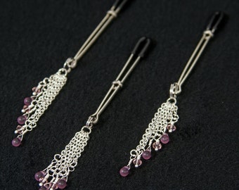 Body Jewelry, Nipple Jewelry, 3 Piece No Pierce Set,Clit Clip, Non Piercing Clit, Non Piercing Nipple Jewelry, Erotic Jewelry,Mature Listing