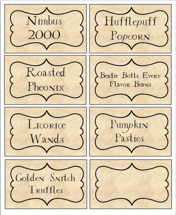 harry potter inspired food labels