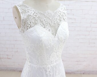 Vintage Wedding dress, A Line Wedding Dress, Lace Wedding Dress, Romantic Bridal gown, Full Lace wedding dress