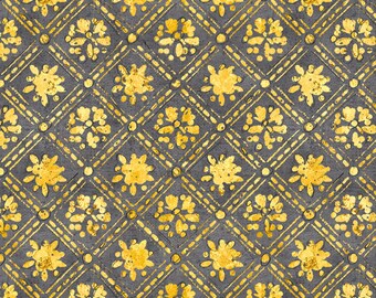 Half Yard Fabric-A Bees Life-Dark Gray Yellow Lattice