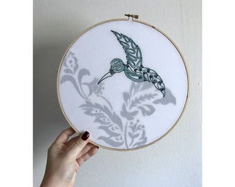 Bluebird silhouette - Embroidery Hoop - 10 inch