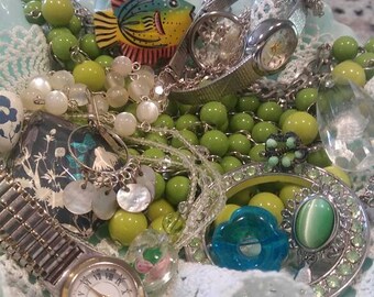 Vintage jewelry lot for craft wear or repurpose. Repurpose lot. Junk jewelry.