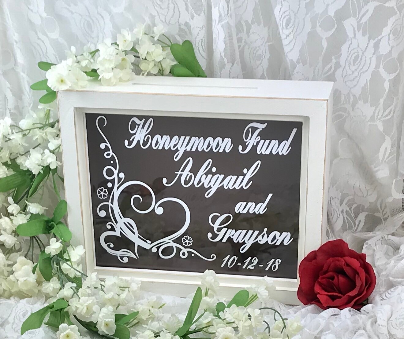 Wedding Honeymoon Fund shadow box bank personalized wedding