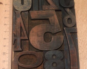 Vintage Wooden Letterpress Numbers 0-9 – mixed font antique (0-9F)