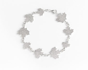 Bracelet 925 sterling silver maple leaves