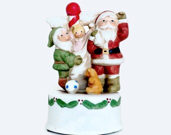 Christmas Music Box, Porcelain Music Box, Santa Claus Music Box, Santa Claus Is Coming To Town Music Box, Holiday Music Box, Ron Gordon