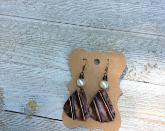 Guitar Pick Patina Earrings, Boho Style Earrings, Patina Earrings