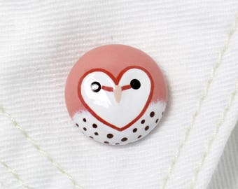 Barn Owl Pin - Barn Owl Brooch - Polymer Clay Pin - Polymer Clay Brooch - Bird Pin - Bird Brooch - Clutch Back Pin - Owl Pin - Owl Brooch
