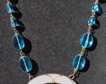 Antique Art Nouveau Enamel Necklace--Turquoise Lily