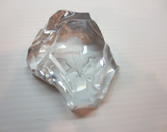 Val St Lambert Iceberg Crystal Paperweight Eagle