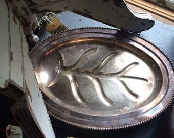 Antique Silver Platted Serving Tray, Heavy Patina, First Picture Only