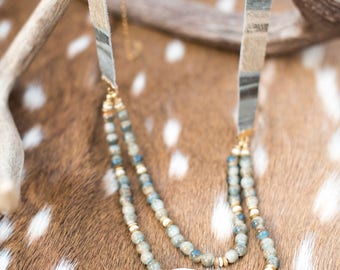 Handmade Beaded Antler Necklace