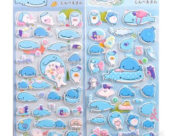 Jinbe San Cute Whale Shark San X Character Puffy Sticker Sheet