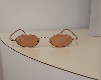 1990s Gold Sunglasses w/ Amber Lenses; Ready to Wear; Excellent Condition; Ophthalmic Quality Frame (Lenses could be changed to Rx).