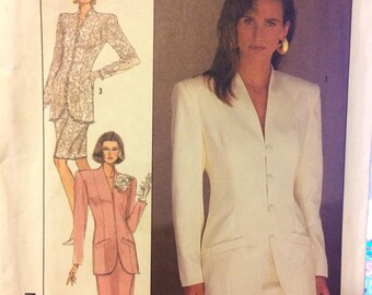 UNCUT Vintage 1980's Sewing Pattern Simplicity 8433 Misses' Suit with lined Jacket in size 14, Bust 36 Inches UNCUT Complete