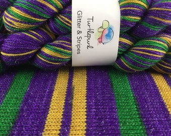 On Bourbon Street - Hand-Dyed Self-Striping Glitter Sock Yarn
