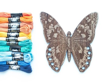 Embroidery Floss Organizer - Wooden Thread Holder - Butterfly