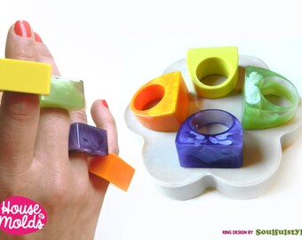 Silicone ring Mold for modern squared rings ,multi-size mold,usa sizes 6- 7-8-9