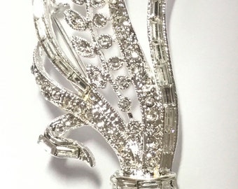 Eisenberg Ice SIGNED Vintage New Stock Sparkly Rhinestones Pin Brooch Wheat Spray