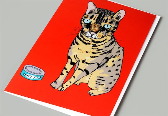 cat card birthday card greeting card cat illustration cute