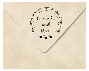 Custom address stamp, Round address stamp, Custom Return address stamp, Personalized stamp, 2x2 inches family stamp, wedding stamp, A22