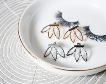 Lotus Earrings - Gold Lotus - Silver Lotus
