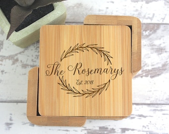 Personalized Coasters, Custom Coasters, Set of 6 Coasters, Last Name Coasters, Wedding Gift, Present, Housewarming, New House WC200