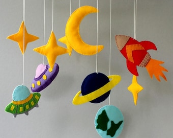 rocket mobile mobile space mobile moon mobile mobile baby baby mobile mobile bebe nursery mobile nursery decor crib mobile felt mobile