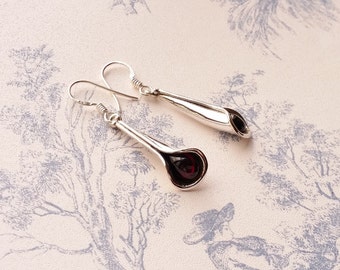 Red Garnet Beautiful Handmade 925 Sterling Silver Drop Earrings January Birthstone for Ladies Women