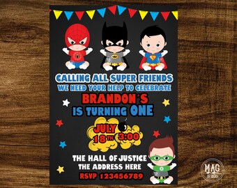 Superhero Invitation- Superhero Birthday Party Invitations - Super Hero Baby Invitation - Digital Invitations.