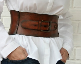 Leather corset belt for women Wide waist belt Western belt Waist cincher
