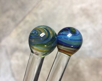 Lowball glass drink stir stick set by Ocean Beach Glass